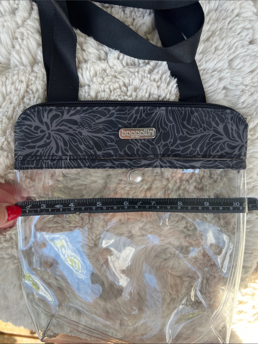 Baggallini Clear Crossbody with Black Floral Trim - Picture 6 of 7
